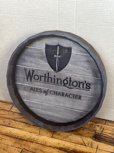 Worthington's Ales of Character Beer Bar Sign Wood Barrel Head 21" Size - Picture 1 of 10