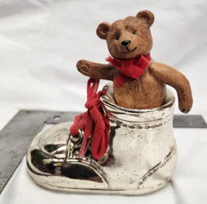 GORHAM Silverplate Shoe Teddy Bear Bank - Picture 1 of 7