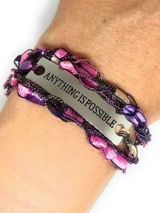 Inspirational Word Connector Crocheted Wrap Bracelet "ANYTHING IS POSSIBLE" - Picture 1 of 21
