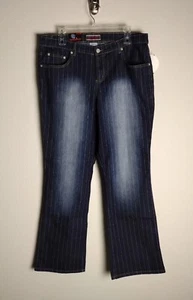 Vintage Z. Cavaricci Pinstripe Dark Wash High Waisted Jeans 18 NWT - Picture 1 of 4