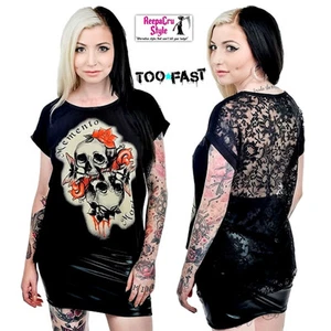 B22 Popular Skulls Skeletons Nala Punk Rock Goth Ladies Alternative Fashion Top - Picture 1 of 3