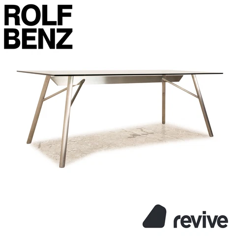 Rolf Benz Glas Dining Table Silver Stainless Steel 78 11/16x37 13/16in Cover