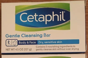 2 barras limpiadoras suaves Cetaphil para piel seca corporal y facial 4,5 oz cada una - Imagen 1 de 6