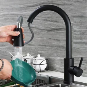 Kitchen Pull Out Tap Sink Basin Taps Bathroom Faucet 360° Rotatable Brass Faucet - Picture 1 of 7