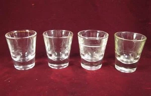 4 Circular Round Clear Glass Shot Glasses Generic Shape Gold Rings (O) - Picture 1 of 8