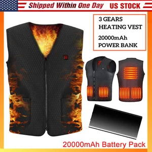Unisex Electric Heated Vest + 20000mAh Battery Pack Heating Winter Warm Jacket - Picture 1 of 47