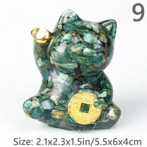 Crystal Resin Sculpture Ornament Fortune Cat Mini Figurine Office Home Decor Fun - Picture 1 of 36