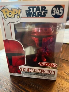 Funko POP Star Wars 345 red chrome MANDALORIAN Target exclusive 2020 NM - Picture 1 of 5