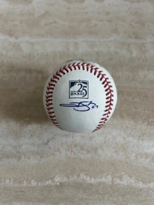 Trevor Story  Game Used HOMERUN  Ball Signed 9/3/18 Rockies 25th Logo MLB JSA - Image 1 of 4