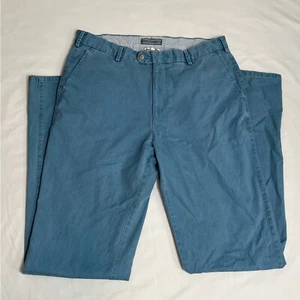 Peter Millar Mens Size 35 100% Pima Cotton Green Teal Chino Casual Golf Pants - Picture 1 of 8