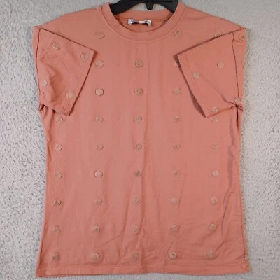 Top Lucy Avenue para mujer rosa pardusco talla pequeña manga corta cuello redondo suave Foto 1 de 4