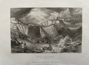 Impresión antigua de 1839; Blackgang Chine, Isla de Wight después de Sargent - Imagen 1 de 2
