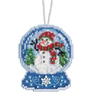 Mill Hill 14ct Punto de Cruz Ornamento Kit 3.25"x2.5" - Muñeco de Nieve Globo de Nieve - Imagen 1 de 3