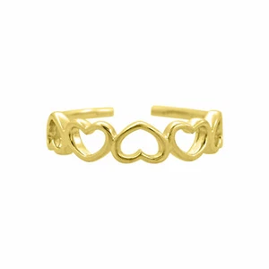 Anillo de regalo para mujer con puntera ajustable para corazón múltiple enchapado en oro amarillo de 14 K - Imagen 1 de 4