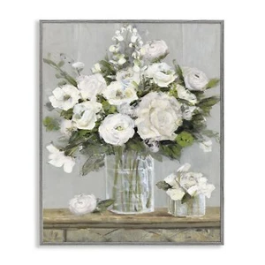 Stupell Industries Country White Floral Scene Framed Wall Art, Design by Sall... - Picture 1 of 10