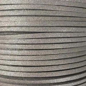 Metallic Silver Faux Suede Leather Cord per metre - Bild 1 von 1