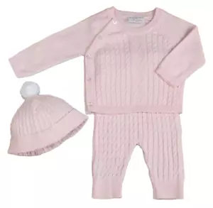 Baby Girl Spanish style KNITTED Outfit Leggings Jumper Pom Pom Hat  - Picture 1 of 4