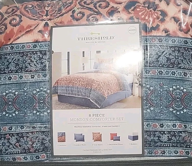Juego de edredón Threshhold 8 piezas - Estampado Muti y color talla queen toda la temporada Foto 1 de 1