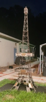 l Eiffel tower large metal sculpture 11 feet tall base is 3 feet x 3 feet  - Image 1 of 4