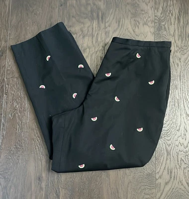 Pantalones para mujer Brooks Brothers bordados negros recortados al tobillo talla 16 Foto 1 de 4