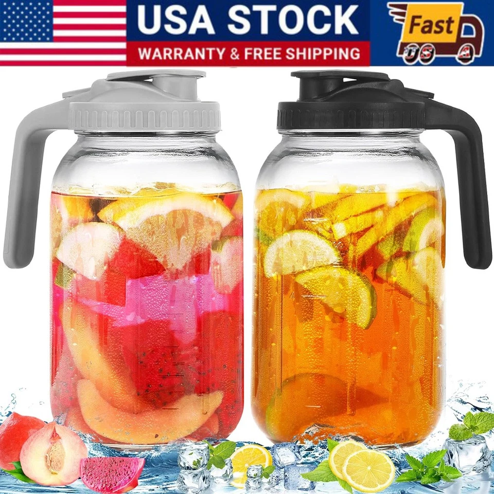 64 OZ Glass Water Bottle - Wide-mouth glass jars are suitable for juice new - Image 1 of 4