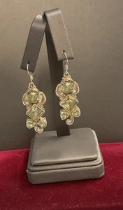 Sterling Silver Statement Dangling Peridot Earrings - Picture 1 of 4