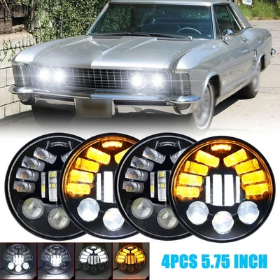 Faros redondos Halo DRL aptos para Buick Riviera 1963-1974 4 piezas 5 3/4" 5,75 pulgadas Foto 1 de 4
