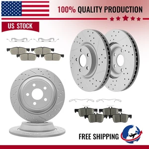 For Ford Edge 2015 - 2019 2020 Front Rear Drilled Disc Rotors Ceramic Brake Pads - Picture 1 of 6