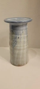 Pottery Candle Holder Drip Glaze Blue 9" H Candle Stand Artisan Studio Art HP - Picture 1 of 7
