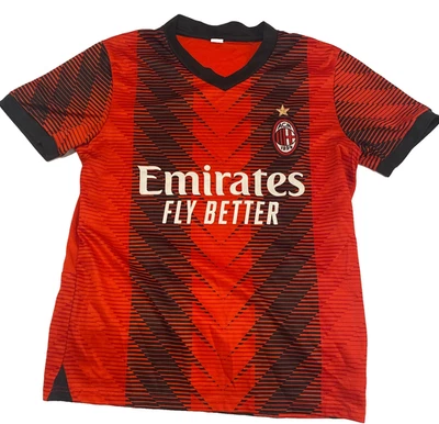 AC Milan Soccer Jersey #18 Small Red Black Emirates Fly Better replica - Image 1 of 4