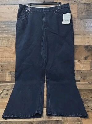 Pantalones de mezclilla Liz Claiborne para mujer 14 negros de pierna recta sobre algodón teñido nuevos con etiquetas Foto 1 de 4