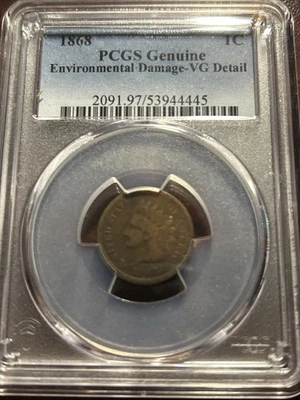 1868 P Small Cents Indian Head Penny PCGS VG Details Better Date! - Image 1 of 4