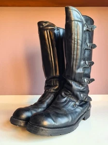 Leather Boots Classic Retro Style (Mad Max) Lederstiefel Size EU 46 US 12 - Picture 1 of 20