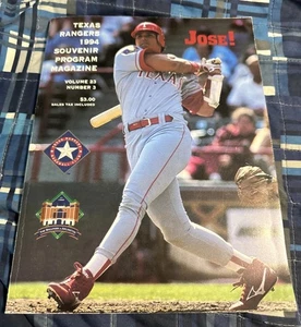 1994 Texas Rangers Official Souvenir Program Jose Canseco Arlington Stadium - Picture 1 of 5