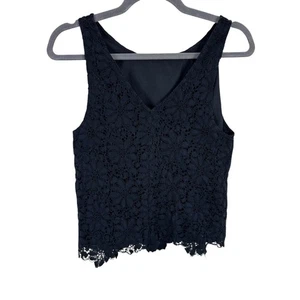 BB Dakota schwarz Spitze Baumwollmischung Rundhals V-Ausschnitt hinten gefüttert Tank Bluse Gr. XS - Bild 1 von 7
