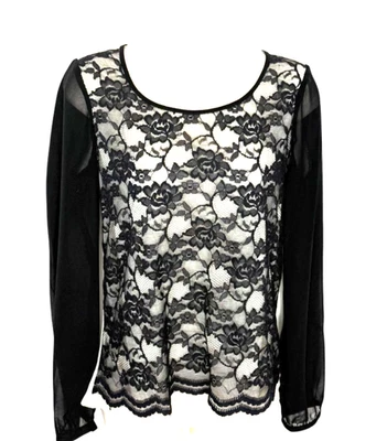 The Limited blouse size  Xs black/ white lace front whimsigoth dark fairy grunge - Image 1 of 4