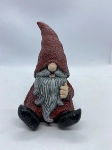 Gnomo de jardín de hormigón vertido a mano pintado - rojo - 5,5" de alto - sellado - Imagen 1 de 6