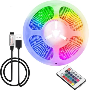 Striscia LED USB Da 2 M, 5 V, 16 Colori 5050, 24 Tasti, Decorazione Fai Da Te pe - Foto 1 di 12