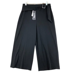Joseph Ribkoff Womens Size 10 Ella Capri Pants Wide Leg Belted Stretch Black NEW - Picture 1 of 17