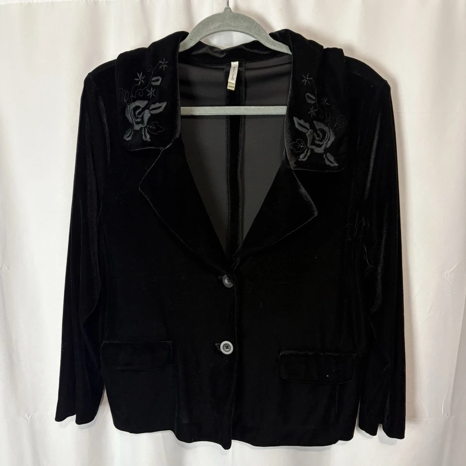 Blazer Chaqueta Ciervo Blanco Talla XL 16-18 Terciopelo Floral Bordado Cuello Cachicho Foto 1 de 4