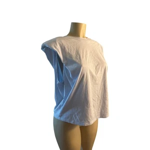 Damen M Aritzia Babaton blau Schulterpolster Tank Bluse Shirt T-Shirt Oberteil Rundhalsausschnitt - Bild 1 von 6