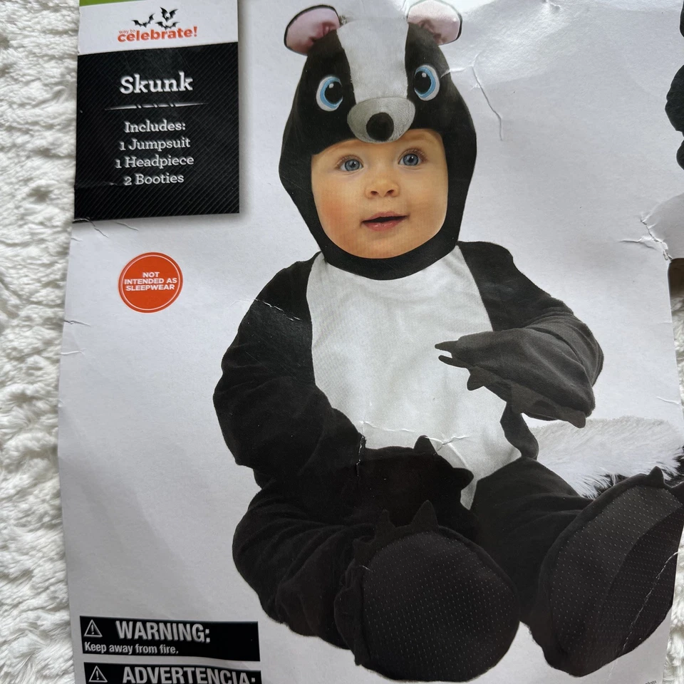 Way To Celebrate Baby Skunk Halloween Costume 12 18 months Unisex Boy Girl - Image 1 of 4
