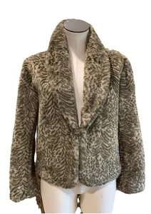 Chicos Damen 0 Braun Kunstfell Animal Print Crop Mob Wife Jacke - Bild 1 von 5