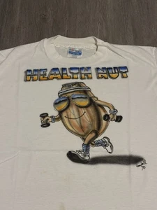 Camisa de Colección Años 90 Health Nut Peanut Aerografiada Puntada Única Grande Envejecida - Imagen 1 de 10