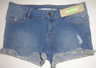 Dream Out Loud Ladies Medium Tint Denim Sparkle Shorties Juniors Sizes 5, 7, 9 - Image 1 of 2