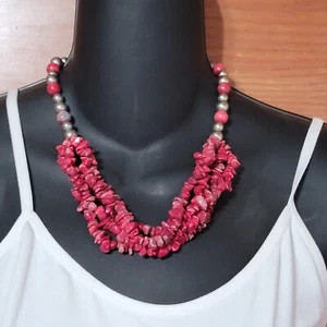 Vintage Karla Jordan 1980s Statement Necklace- Red Agate- Southwestern rd01-06 - Picture 1 of 5