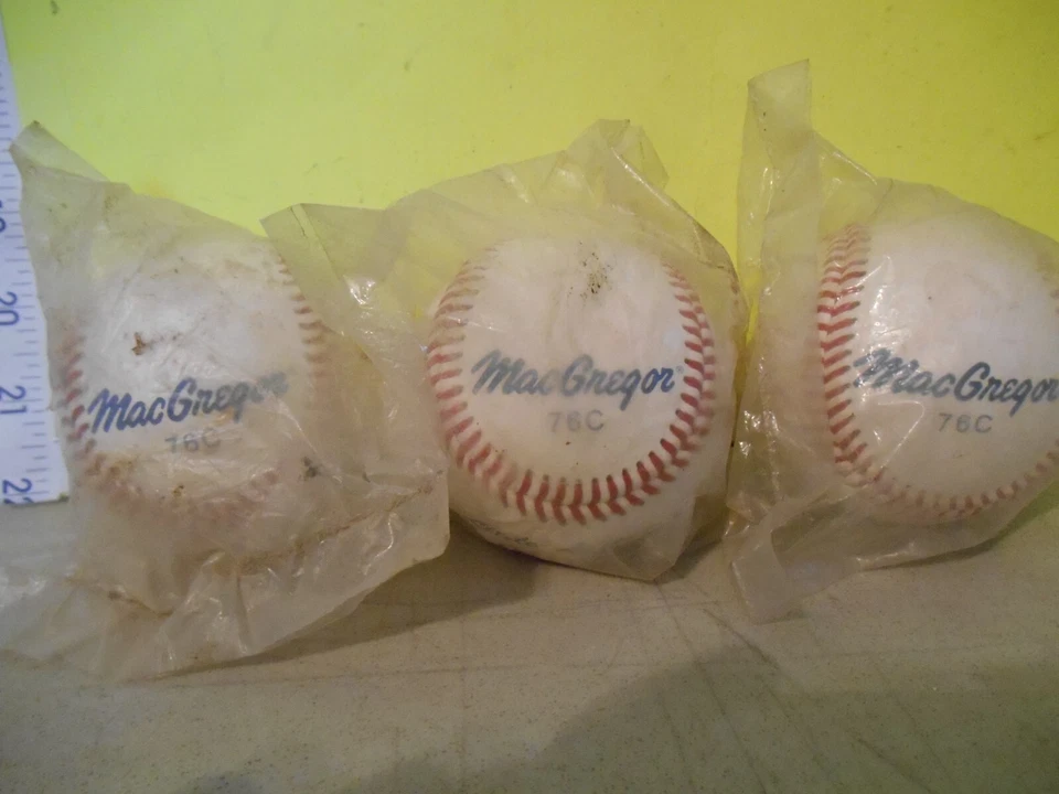Lot of 3 Macgregor 76C Little League Baseballs RARE Brand Seled Leather cover - Image 1 of 4