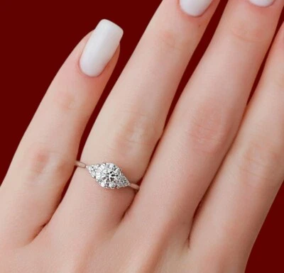 Engagement Ring 18k White Gold Lab Grown Round Diamond 2 .20 Carat IGI Certified - Image 1 of 4