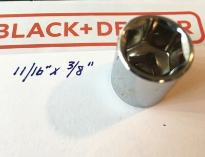 Black & Decker  11/16" x 3/8"  Dr Standard Socket 6 Point Free USA Shipping - Image 1 of 3