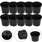 Black Plastic Plant Pots Constructed with Injection Moulding Technique Set of 8